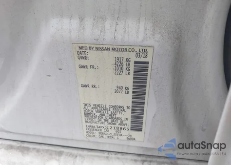 2018 Nissan Altima 2.5 S z USA, uszkodzony, nr VIN 1N4AL3APXJC218865